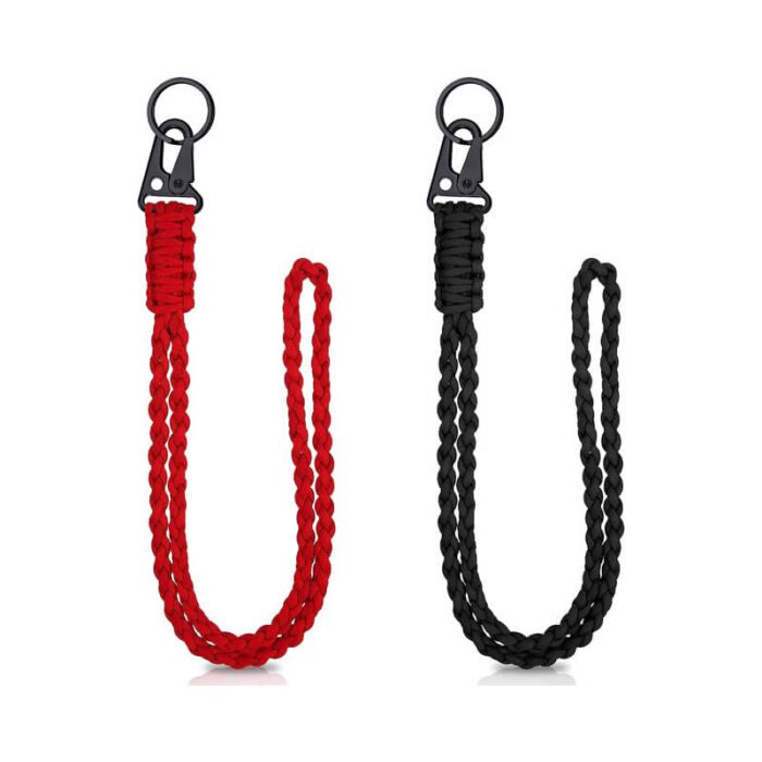 Braided paracord neck lanyard with keyring